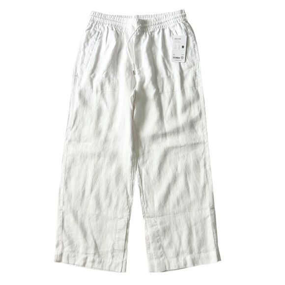 NEW Athleta Retreat Linen High Rise Wide Leg Pant in White Size Large - Picture 1 of 7